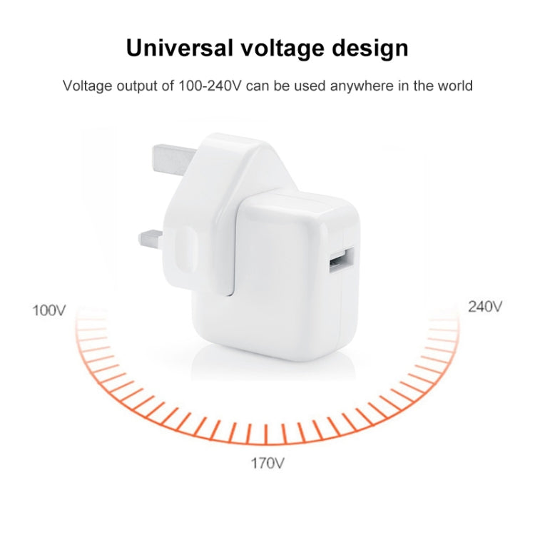 12W USB 充電器 + USB轉8針數據線，適用iPad / iPhone / iPod系列，英國插頭