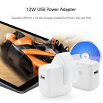 12W USB 充電器 + USB轉8針數據線，適用iPad / iPhone / iPod系列，英國插頭