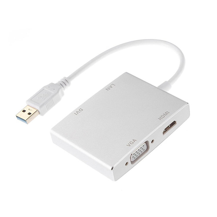 WS-03 四合一 USB 3.0 轉 VGA + HDMI + DVI + RJ45 網路卡乙太網轉換器