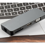 WS-11 八合一 Type-C 轉 HDMI + VGA + SD + TF + RJ45 + PD + 2 埠 USB3.0 集線器轉換器