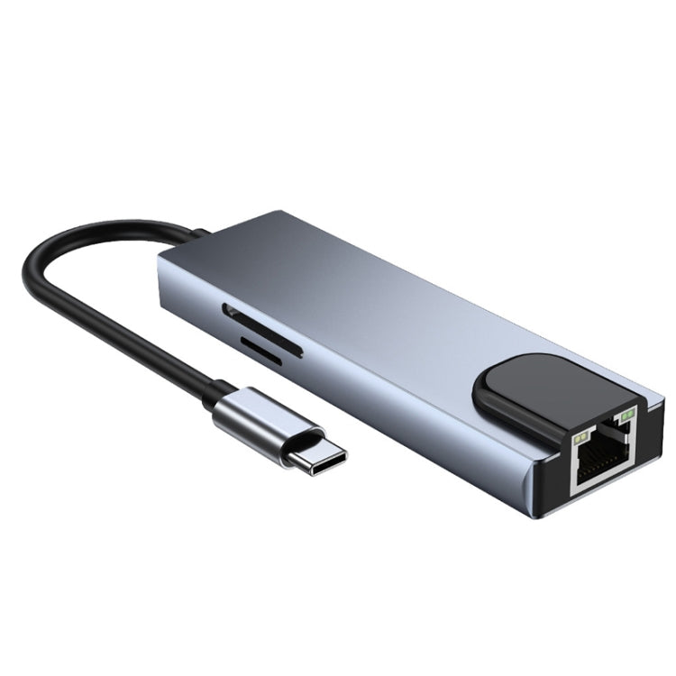 6合1 Type-C轉HDMI + RJ45 + SD / TF + PD + USB集線器轉接器