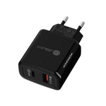 TE-PD01 PD 20W + QC3.0 USB 雙埠快速充電器，帶指示燈，歐盟插頭，歐盟插頭