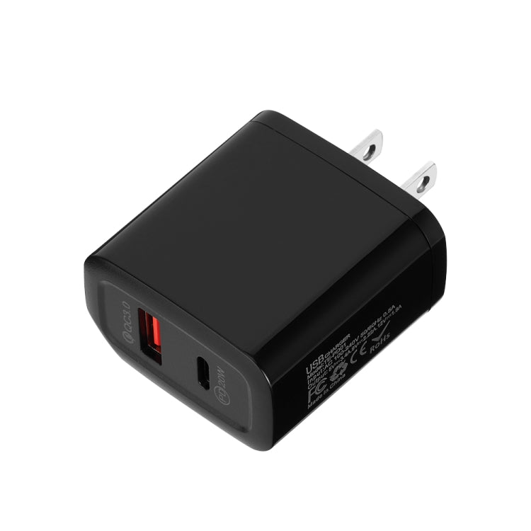 TE-PD01 PD 20W + QC3.0 USB 雙埠快速充電器，帶指示燈，美國插頭，美國插頭