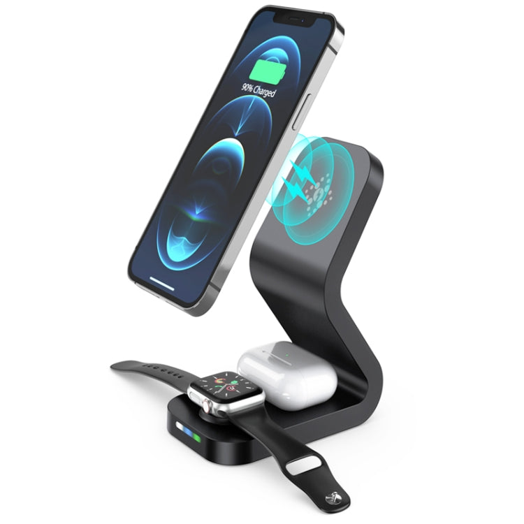 B-13 15W 最大三合一磁吸無線充電器，適用手機、Apple Watch 及 AirPods
