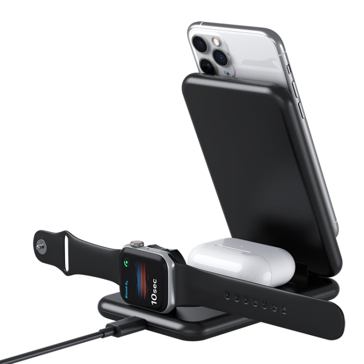 15W 三合一可折疊 Qi 快速無線充電站手機支架，適用 iPhone、iWatch 及 AirPods