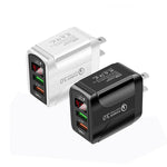 F002C QC3.0 USB + USB 2.0 快充充電器，帶 LED 數字顯示，適用手機和平板，美規插頭，美規插頭