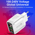 F002C QC3.0 USB + USB 2.0 快充充電器，帶 LED 數字顯示，適用手機和平板，歐規插頭，歐規插頭