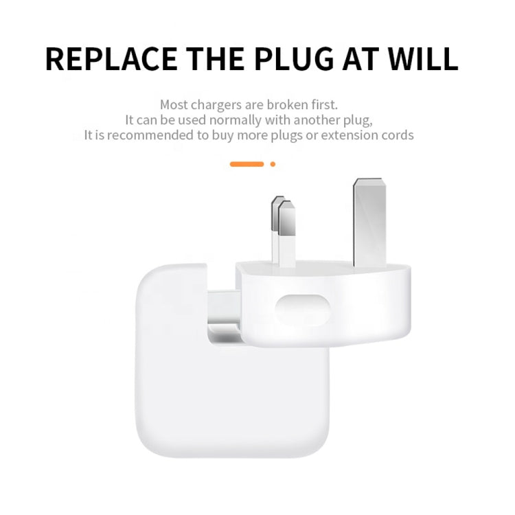 2 件裝 XJ01 電源適配器 適用於 iPad 10W 12W 充電器及 MacBook 系列充電器，英國插頭，英國插頭
