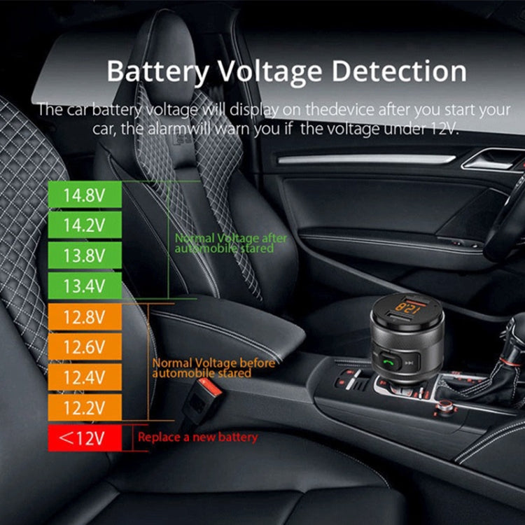 C57 QC3.0 Wireless FM Transmitter Fast Car Charger Bluetooth 5.0 Hands-free Car Modulator USB Flash Memory MP3 Player, C57