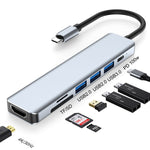 7合1 HDMI+SD/TF+USB2.0x2+USB3.0+PD轉Type-C集線器擴充座，7合1擴充座
