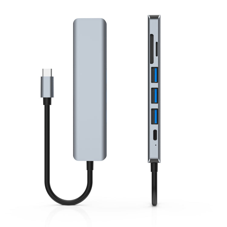 7合1 HDMI+SD/TF+USB2.0x2+USB3.0+PD轉Type-C集線器擴充座，7合1擴充座