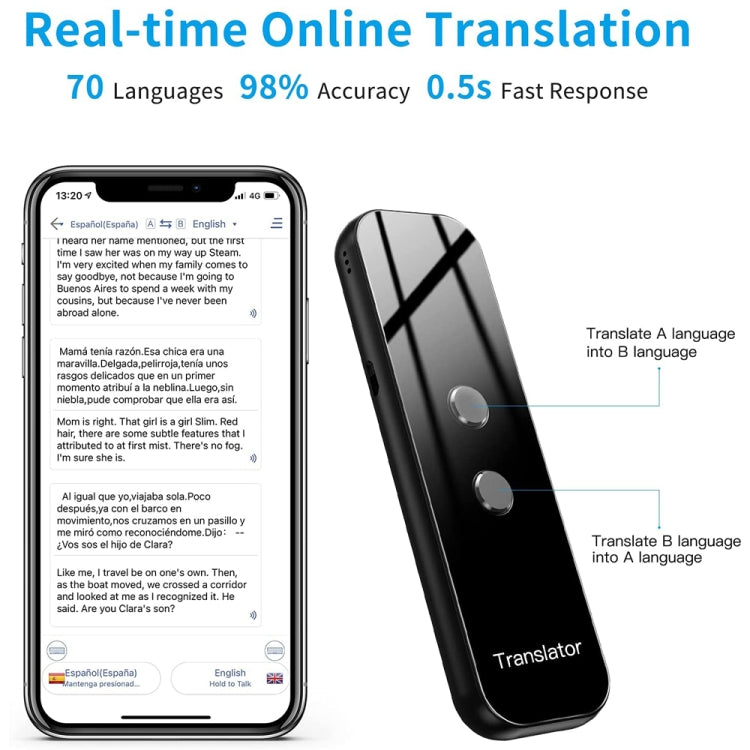 G6 便攜即時語音翻譯多語言翻譯器 語音翻譯個人旅行助理，G6 灰色，G6 黑色