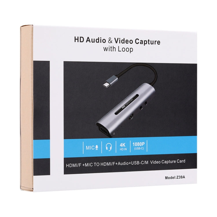 Z39A HDMI / F + 麥克風 HDMI / F + 音頻 + USB 4K 擷取卡，支援 Windows Android Linux 和 MacOS 等，Z39A