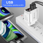 F002C QC3.0 USB + USB 2.0 LED 數字顯示快充充電器，附 USB 轉 Type-C 數據線，英規插頭，英規插頭 + Type-C 線