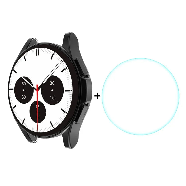 適用於 Samsung Galaxy Watch4 Classic 46mm ENKAY Hat-Prince 全覆蓋電鍍軟殼 TPU 高清透明保護殼 + 鋼化玻璃保護貼，適用於 Samsung Galaxy Watch4 Classic 46mm