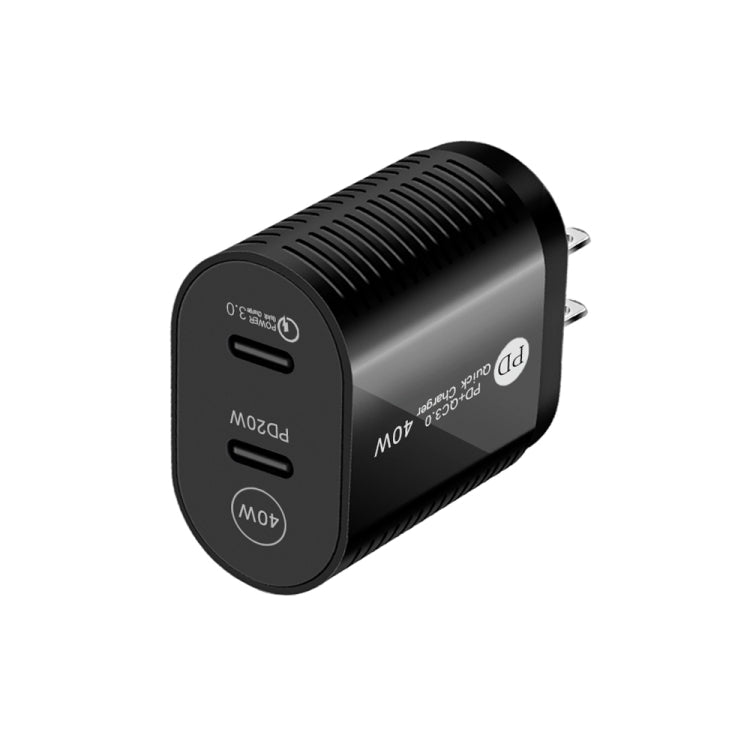 40W 雙埠 PD / Type-C 快速充電器，適用 iPhone / iPad 系列，美國插頭，美國插頭