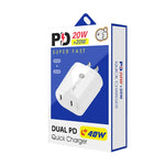 40W 雙埠 PD / Type-C 快速充電器，適用 iPhone / iPad 系列，美國插頭，美國插頭