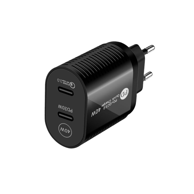 40W 雙埠 PD / Type-C 快速充電器，適用 iPhone / iPad 系列，歐盟插頭，歐盟插頭