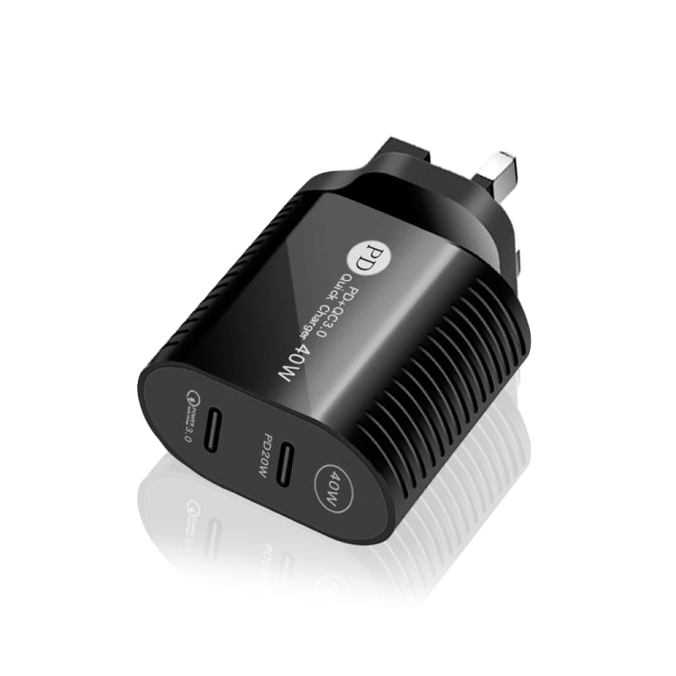 40W 雙口 PD / Type-C 快充充電器，附 Type-C 轉 Type-C 數據線，英規插頭，英規插頭 + Type-C 轉 Type-C 線