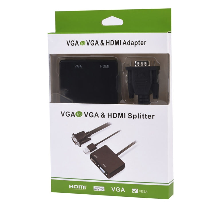 VGA轉HDMI轉接器 VGA分配器附3.5mm音訊轉換器