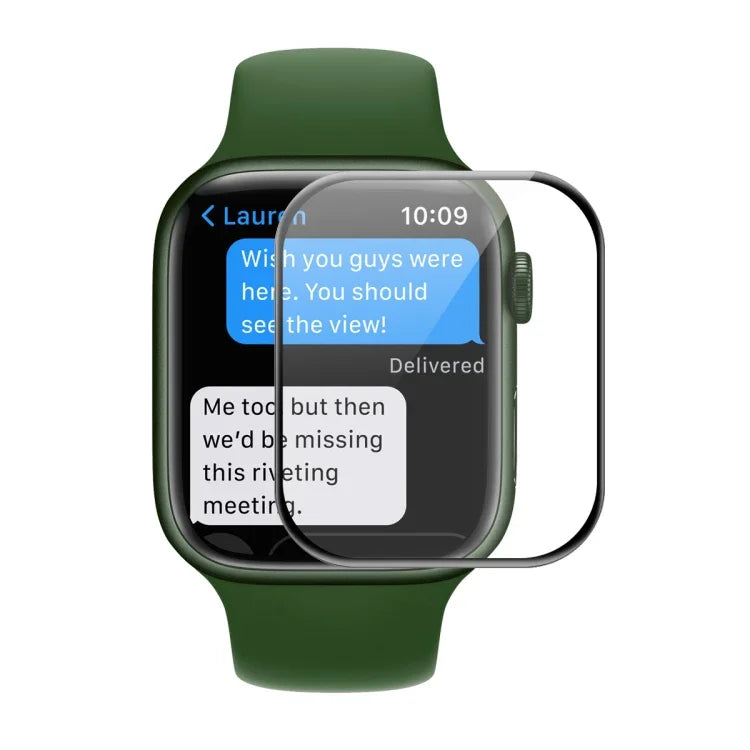 ENKAY Hat-Prince 機殼友好型 3D 全螢幕 PET 曲面熱彎高清保護膜，適用於 Apple Watch Series 9 / 8 / 7 45mm，1 片裝 適用於 Apple Watch Series 7 45mm，2 片裝 適用於 Apple Watch Series 7 45mm，5 片裝 適用於 Apple Watch Series 7 45mm