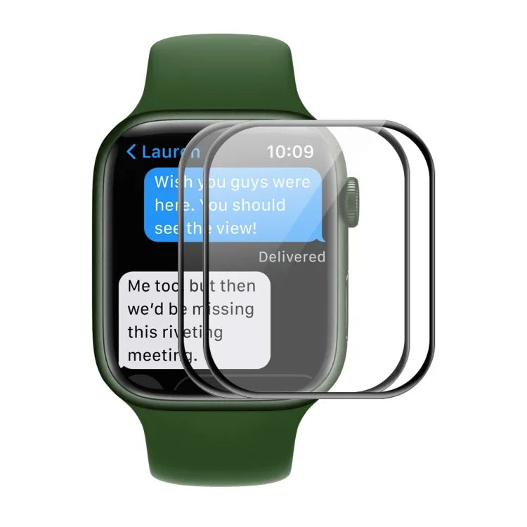 ENKAY Hat-Prince 機殼友好型 3D 全螢幕 PET 曲面熱彎高清保護膜，適用於 Apple Watch Series 9 / 8 / 7 45mm，1 片裝 適用於 Apple Watch Series 7 45mm，2 片裝 適用於 Apple Watch Series 7 45mm，5 片裝 適用於 Apple Watch Series 7 45mm