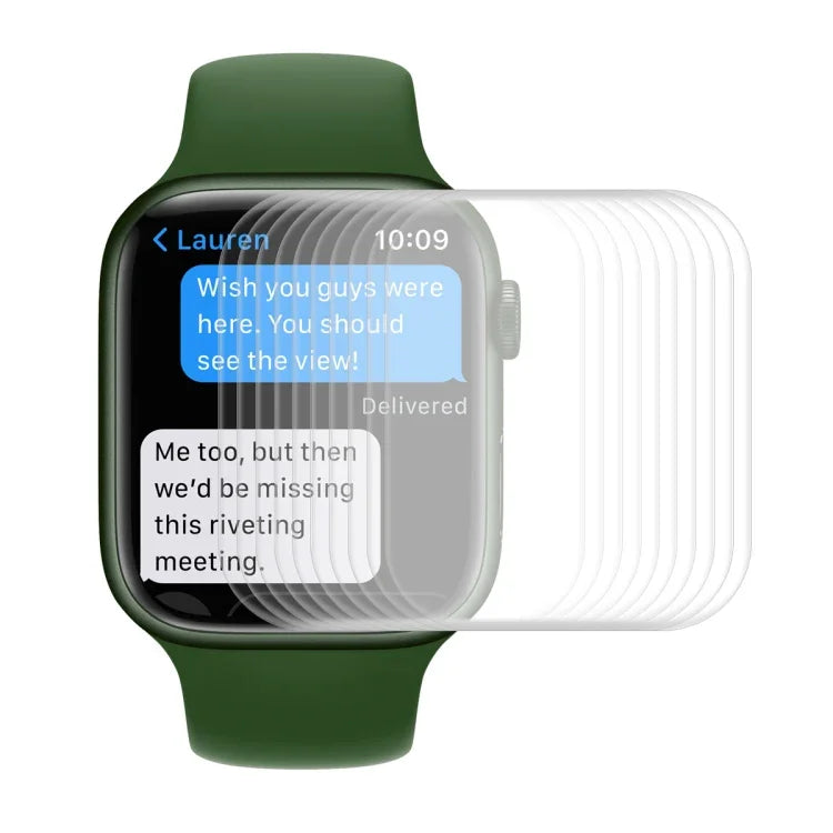 ENKAY Hat-Prince 機殼友好型 3D 全螢幕 PET 曲面熱彎高清保護膜，適用於 Apple Watch Series 9 / 8 / 7 45mm，1 片裝 適用於 Apple Watch Series 7 45mm，2 片裝 適用於 Apple Watch Series 7 45mm，5 片裝 適用於 Apple Watch Series 7 45mm