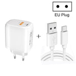 CS-20W 迷你便攜 PD3.0 + QC3.0 雙埠快充充電器，附 3A USB 轉 Type-C 數據線，充電器 + USB 轉 Type-C 線