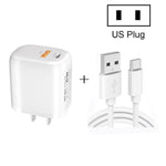 CS-20W 迷你便攜 PD3.0 + QC3.0 雙埠快充充電器，附 3A USB 轉 Type-C 數據線，充電器 + USB 轉 Type-C 線