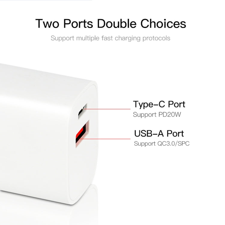 CS-20W 迷你便攜 PD3.0 + QC3.0 雙埠快充充電器，附 3A USB 轉 Type-C 數據線，充電器 + USB 轉 Type-C 線