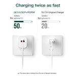 CS-20W Mini Portable PD3.0 + QC3.0 Dual Ports Fast Charger with 3A USB to 8 Pin Data Cable, Charger + USB to 8 Pin Cable