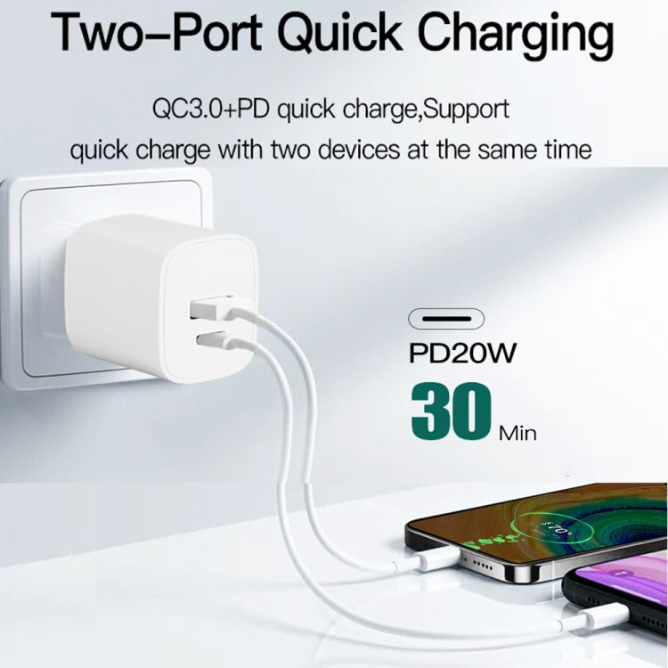 CS-20W 迷你便攜 PD3.0 + QC3.0 雙埠快充充電器，附 3A Type-C 轉 Type-C 數據線，充電器 + Type-C 轉 Type-C 線