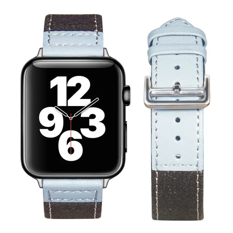 銀色扣環皮革錶帶，適用於 Apple Watch Series，7 41mm / 6&SE&5&4 40mm / 3&2&1 38mm，7 45mm / 6&SE&5&4 44mm / 3&2&1 42mm