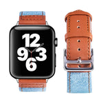 Sliver Buckle Leather Strap For Apple Watch Series, 7 41mm / 6&SE&5&4 40mm / 3&2&1 38mm, 7 45mm / 6&SE&5&4 44mm / 3&2&1 42mm