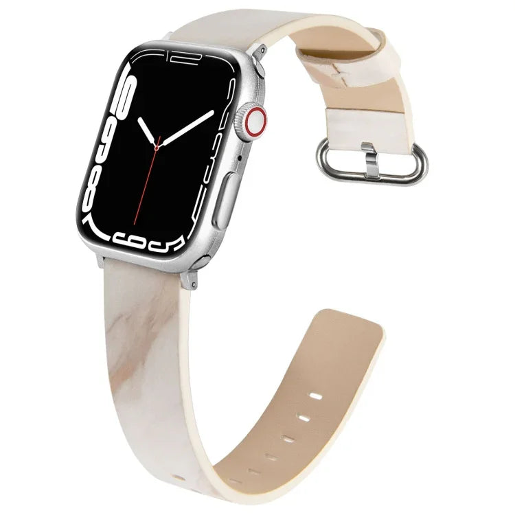 大理石紋皮革錶帶，適用於 Apple Watch Series 7 41mm / 6&SE&5&4 40mm / 3&2&1 38mm，7 45mm / 6&SE&5&4 44mm / 3&2&1 42mm