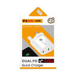 002 40W 雙埠 PD USB-C / Type-C 快速充電器，適用 iPhone / iPad 系列，英規插頭，英規插頭