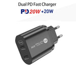 002 40W PD3.0 雙埠 USB-C / Type-C 充電器，附 Type-C 轉 Type-C 數據線，歐規插頭，歐規插頭 + Type-C 轉 Type-C 線