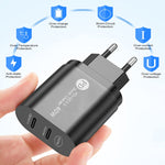 002 40W PD3.0 雙埠 USB-C / Type-C 充電器，附 Type-C 轉 Type-C 數據線，歐規插頭，歐規插頭 + Type-C 轉 Type-C 線