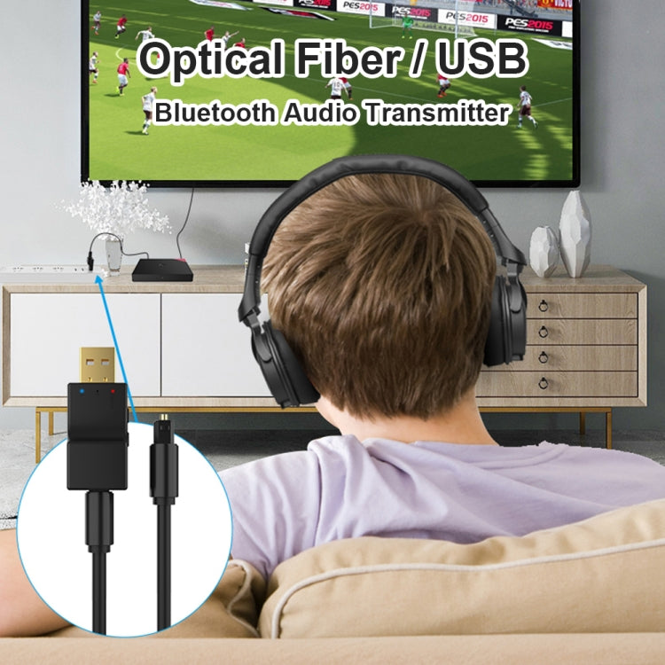 SW03 2 合 1 藍牙 5.0 音頻發射器 USB + SPDIF 低延遲光纖無線適配器，適用於電視、電腦