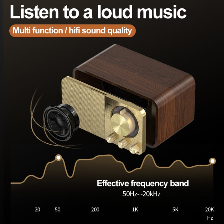 JY-66 木紋無線 BT5.0 復古經典揚聲器，FM 收音機，支援 TF / U 盤 / AUX