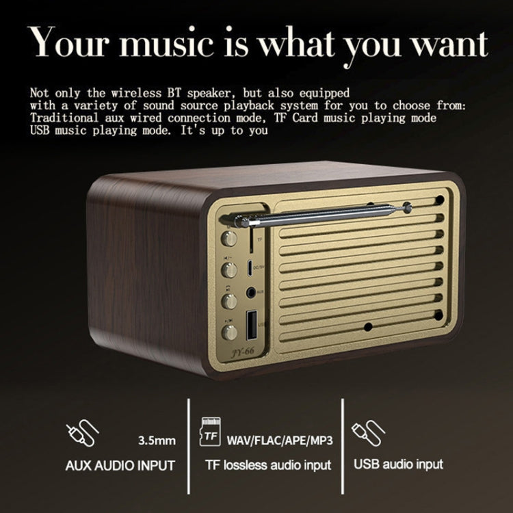 JY-66 木紋無線 BT5.0 復古經典揚聲器，FM 收音機，支援 TF / U 盤 / AUX