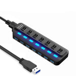 7埠USB 3.0集線器獨立開關分接器，分接器