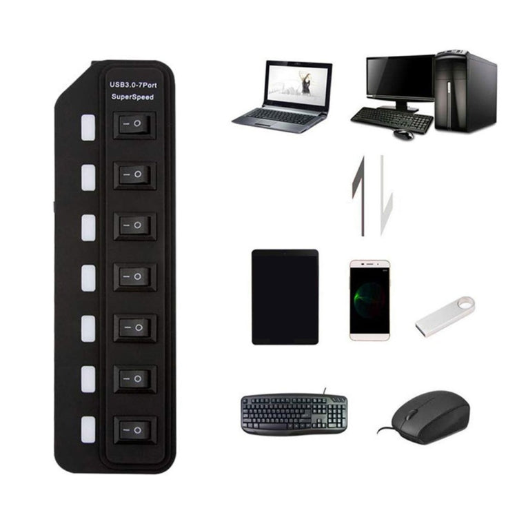 7埠USB 3.0集線器獨立開關分接器，分接器