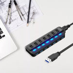 7埠USB 3.0集線器獨立開關分接器，分接器