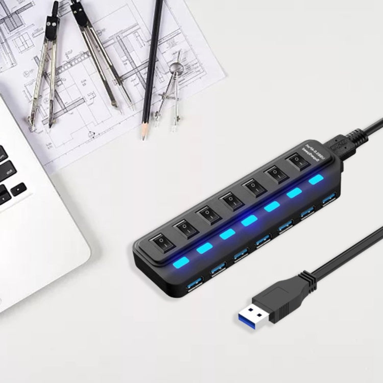 7埠USB 3.0集線器獨立開關分接器，分接器