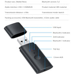 TX35 藍牙 5.2 發射器，一拖二 USB / AUX 雙輸出