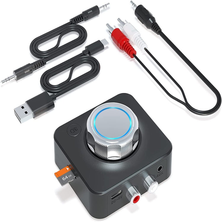 C39 藍牙 5.0 接收器 RCA 轉 3.5mm 無線音頻轉換器 支援 TF 卡, C39