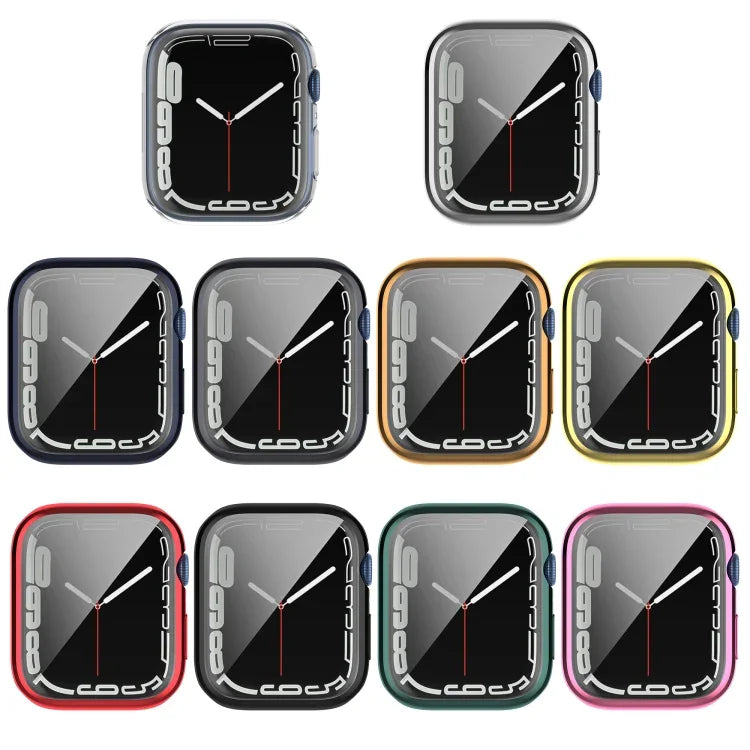 防震 TPU 全包覆保護殼附保護膜，適用於 Apple Watch Series 9 / 8 / 7 45mm，適用於 Apple Watch Series 9 / 8 / 7 41mm