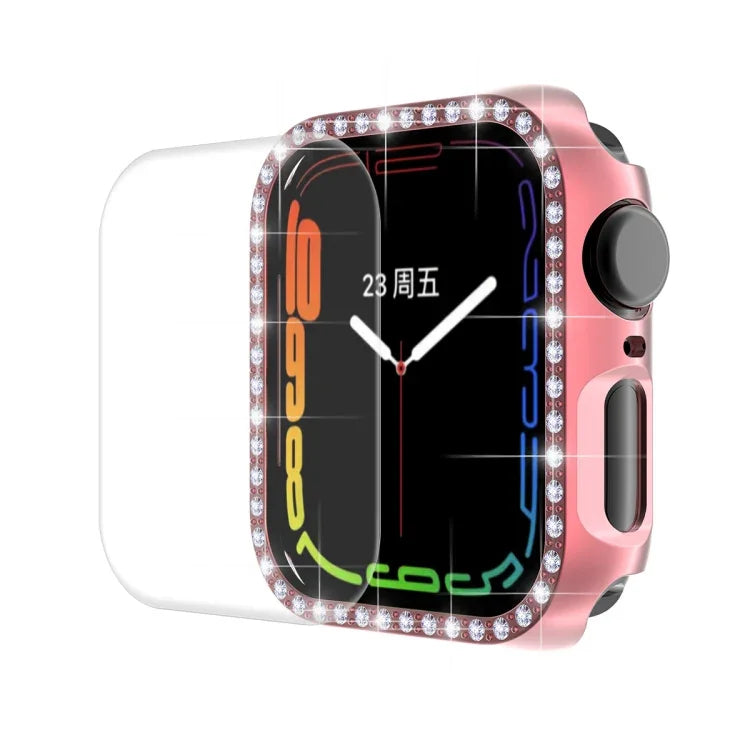 ENKAY Hat-Prince 電鍍 PC 鑽石錶殼 + 全覆蓋曲面 PET 螢幕保護膜，適用於 Apple Watch Series 7 45mm