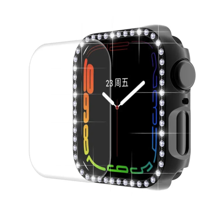ENKAY Hat-Prince 電鍍 PC 鑽石錶殼 + 全覆蓋曲面 PET 螢幕保護膜，適用於 Apple Watch Series 7 45mm